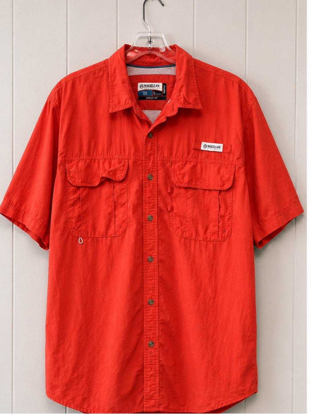Magellan Outdoors Men's Short-Sleeve Button-Down Shirt - Bright Red
